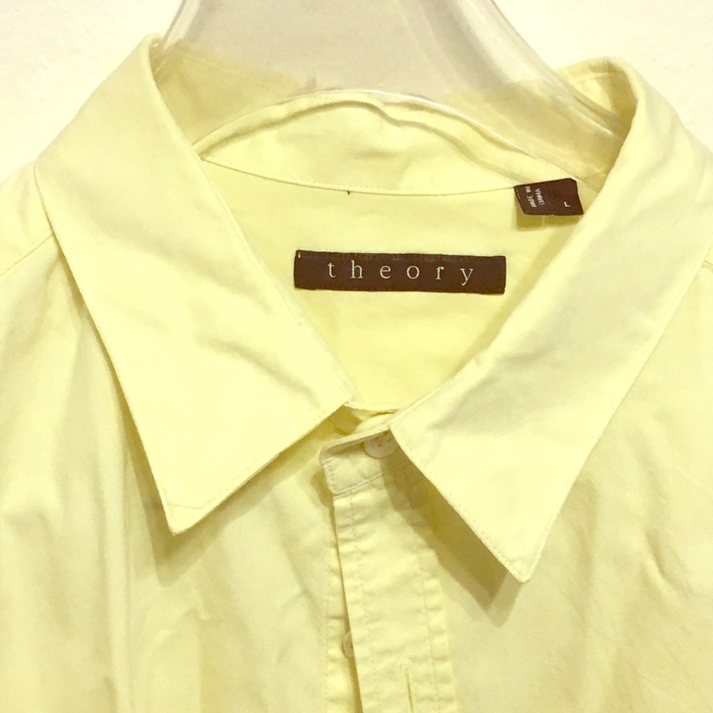 Theory canary yellow button up shirt